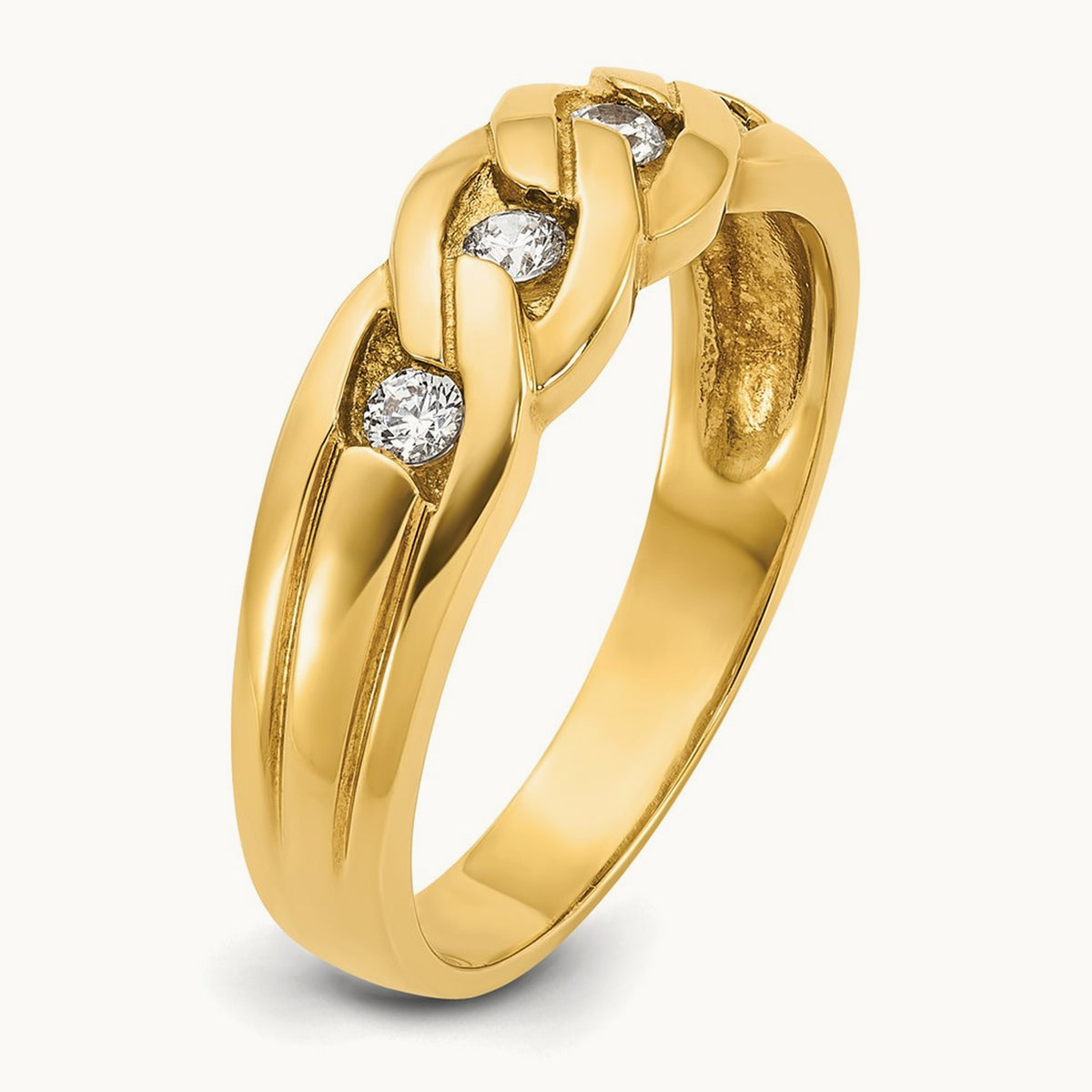 IBGoodman Men's Link Design Diamond Complete Ring, 14K