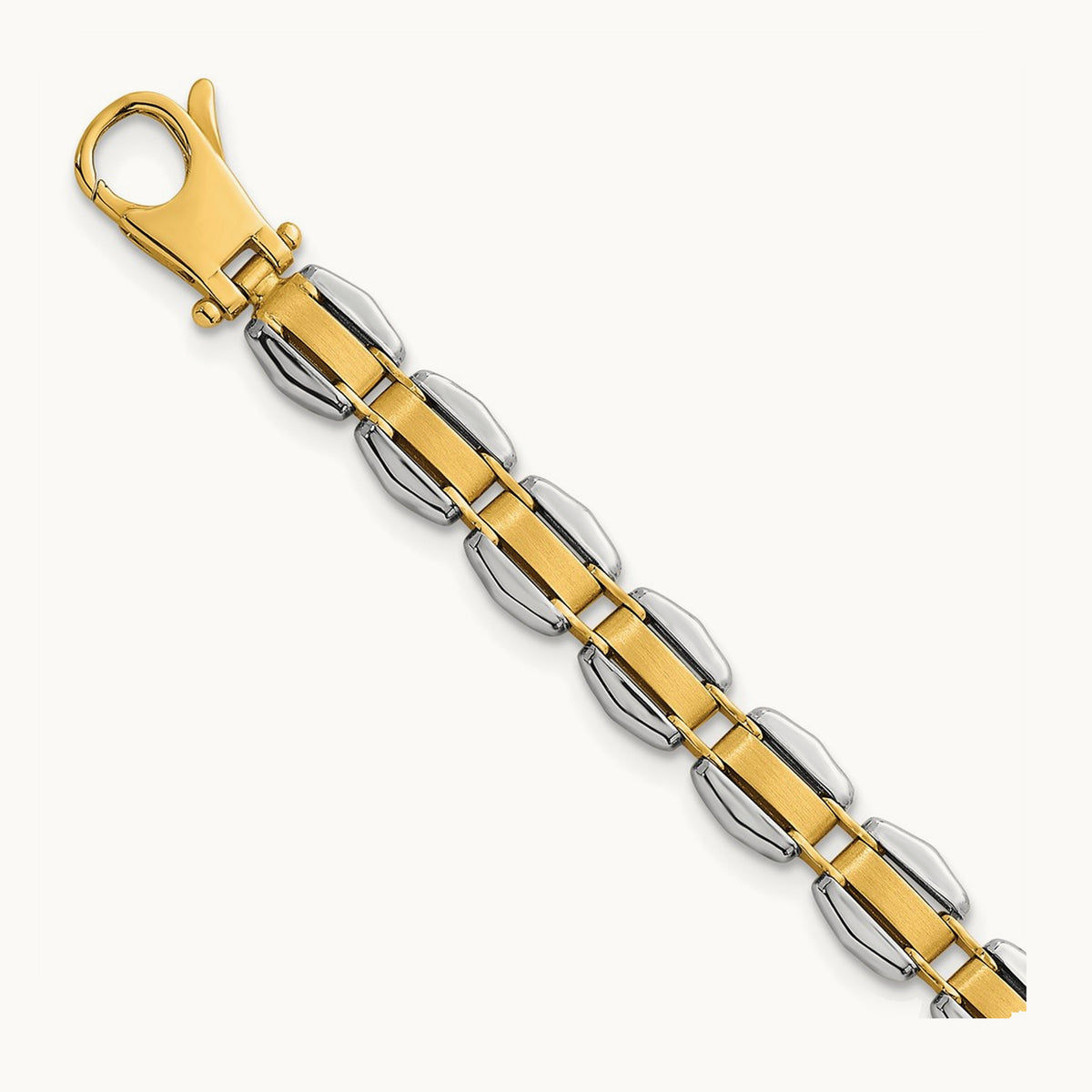 Polished 8in. Fancy Link Bracelet, 14K Two-tone
