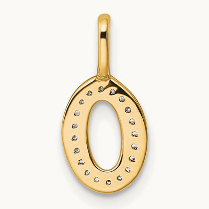 Diamond Letter O Initial Pendant, 14K Gold