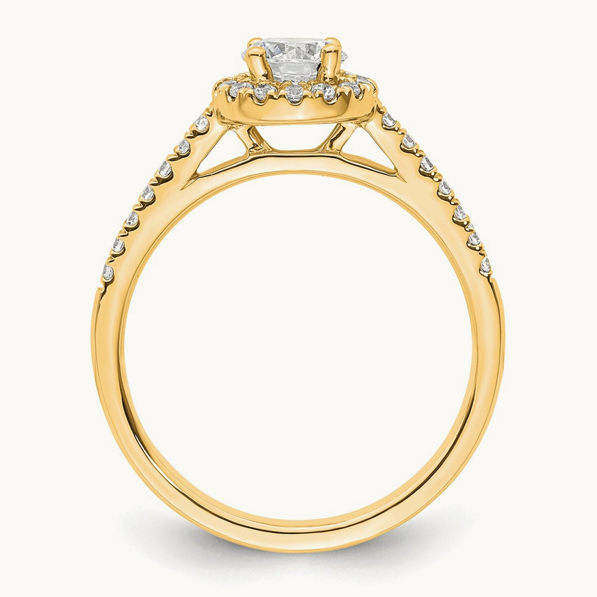 Round Semi-Mount Halo Engagement Ring, 0.15-0.50 ct tw — 2/7 ct, 14K Yellow Gold