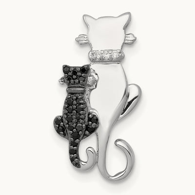 Black and White Accent Diamond Cats Chain Slide, 14K White Gold