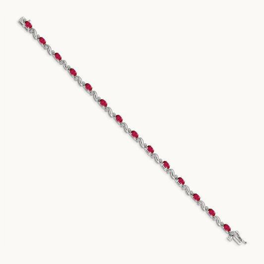 Diamond and Ruby Bracelet — 14K White Gold