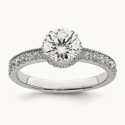 Vintage Round Halo Semi-Mount Engagement Ring, 0.25 ct tw
