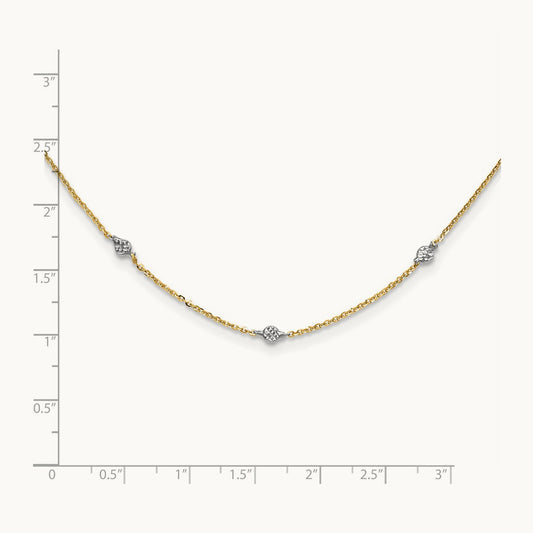 & White Rhodium Polished & D/C w/2 in ext Necklace, 14K
