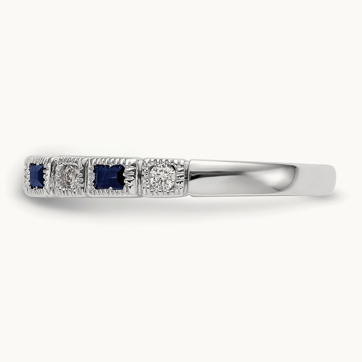 Diamond w/Sapphire Band, 14K White Gold