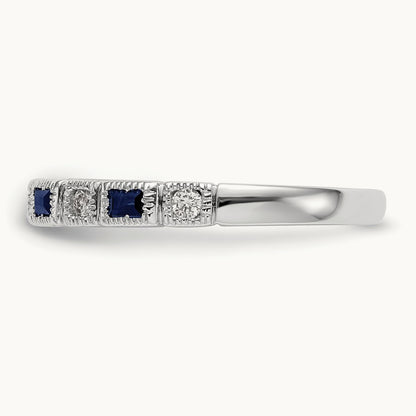 Diamond w/Sapphire Band, 14K White Gold