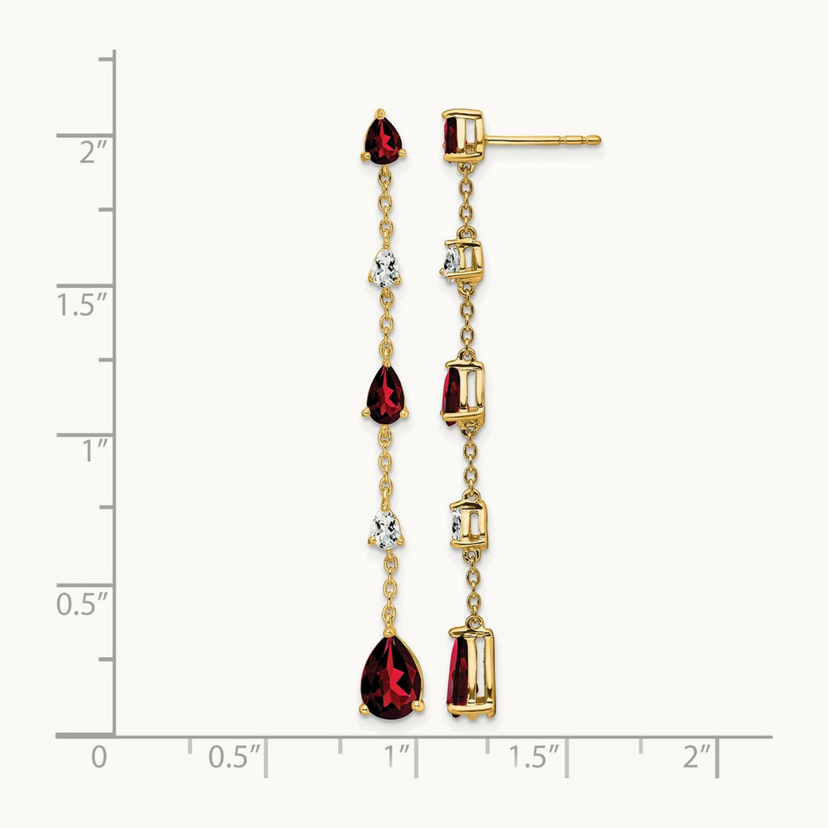 Garnet and Topaz Dangle Earrings — 14K Yellow Gold
