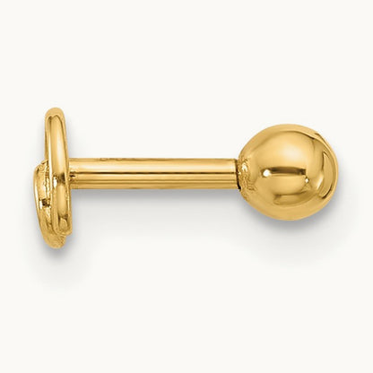 18 Gauge Polished Swirl Cartilage Stud, 14K