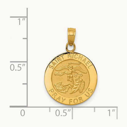 Saint Michael Medal Pendant — 14K Yellow Gold
