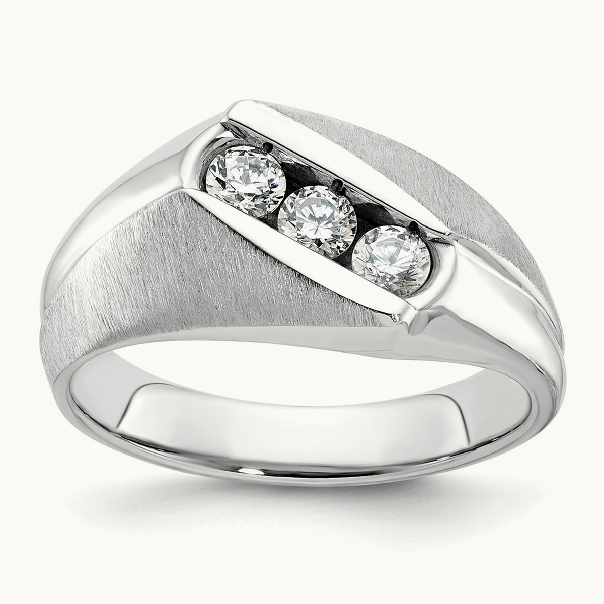 IBGoodman Men's Polished & Satin Diamond Ring, 14K White Gold
