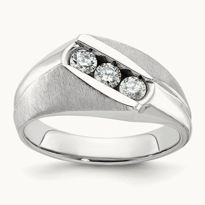 IBGoodman Men's Polished & Satin Diamond Ring, 14K White Gold