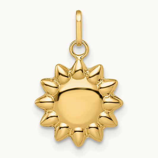 Polished Puffed Sun Pendant, 14K
