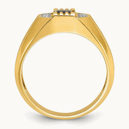 IBGoodman Men's Cr.Sapphire and Diamond Satin Complete Ring, 14K
