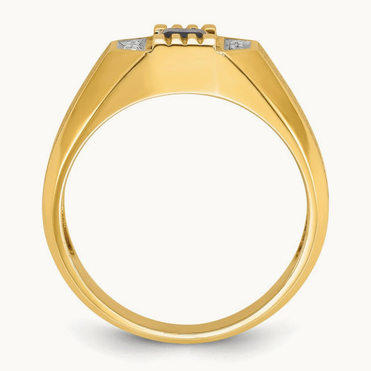 IBGoodman Men's Cr.Sapphire and Diamond Satin Complete Ring, 14K