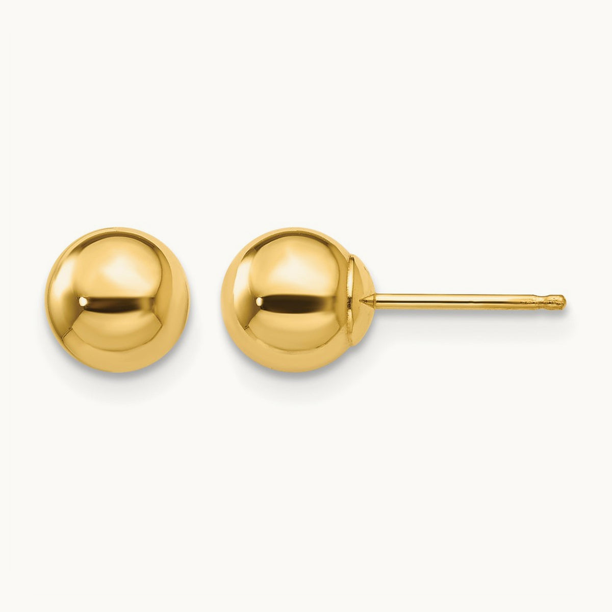 Polished Ball Post Earrings — 14K Yellow Gold, 6mm