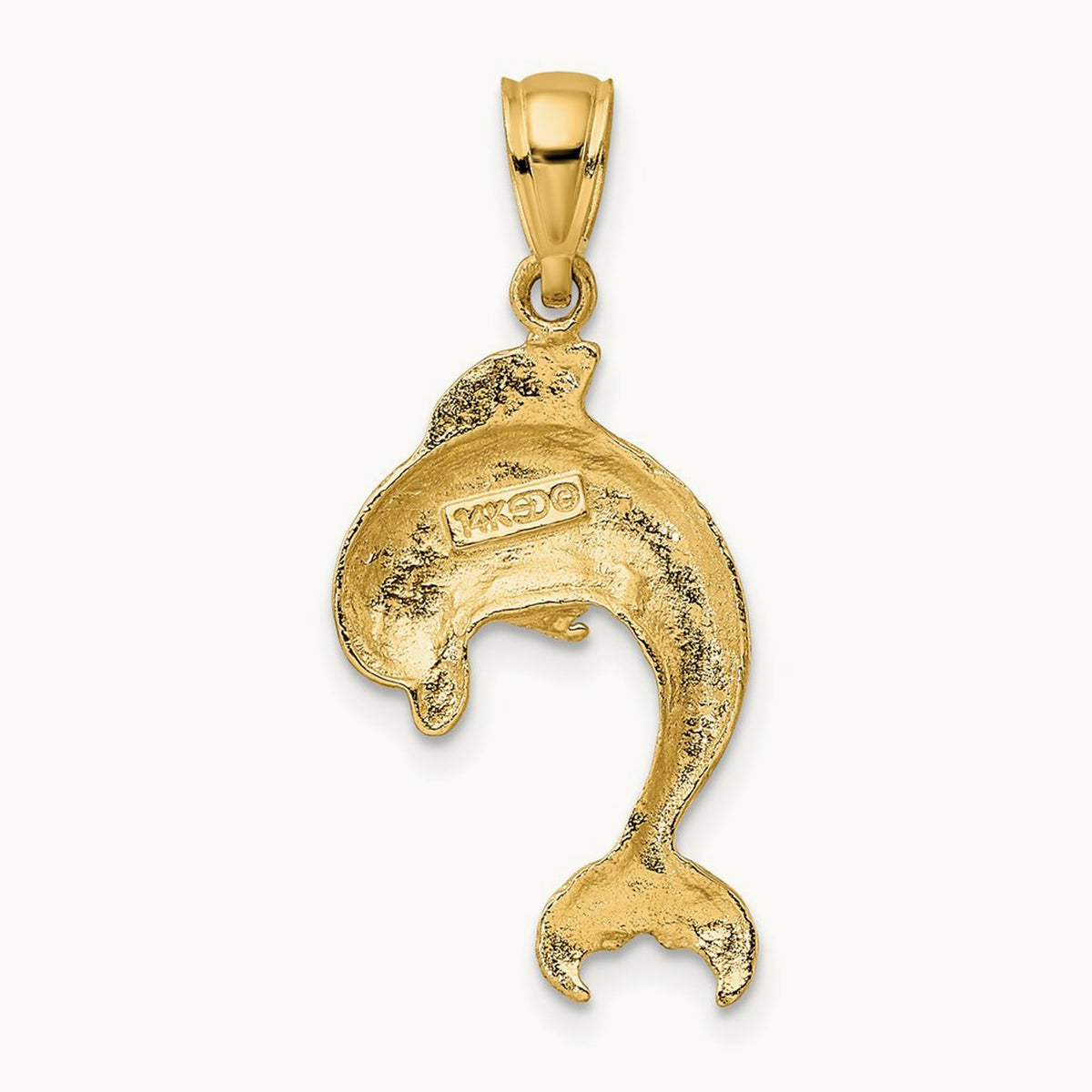 Polished Jumping Dolphin Charm — 14K Yellow Gold, 30mm