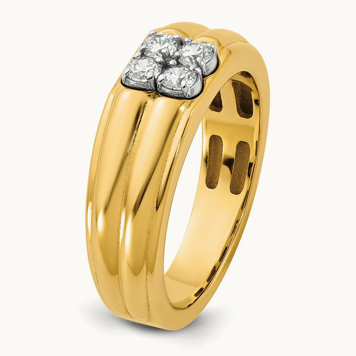 Setting: 14K Two-Tone IB Goodman Men's Polished 4-Stone Diamond Ring Mounting, 14K Gold — 14K Two-Tone Gold