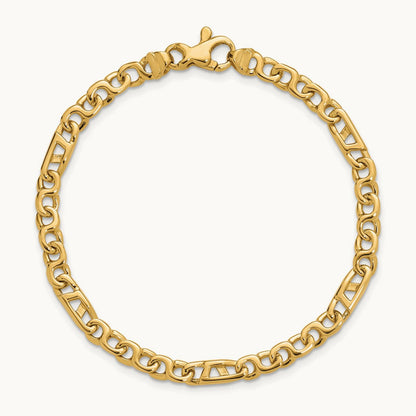 Hand Polished Fancy Link Bracelet, 4.3mm, 14K