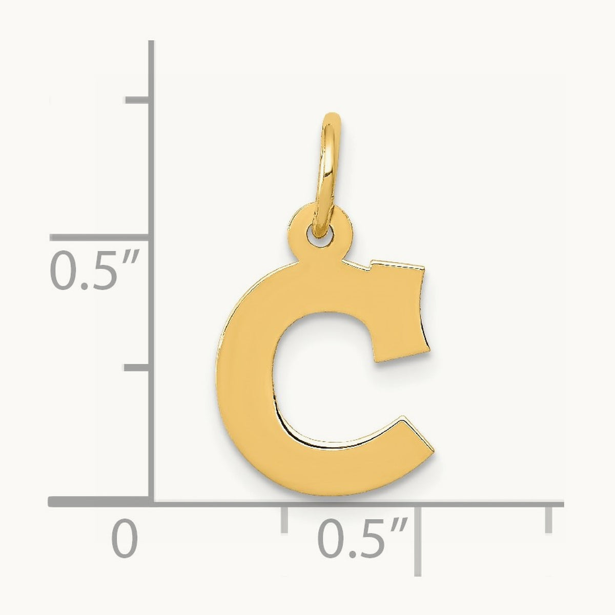 Small Block Initial Charm — 14K Yellow Gold, C