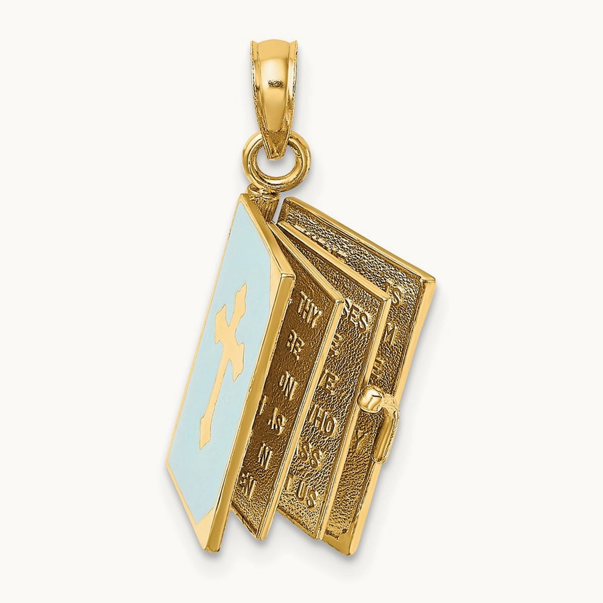 3-D Blue Enamel Bible Book w/ Moveable Pages Charm, 14K