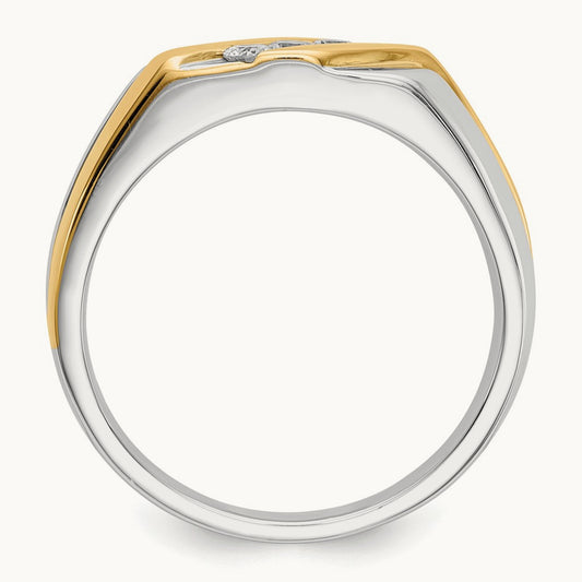 Diamond Mens Ring, 14K Two-tone Gold