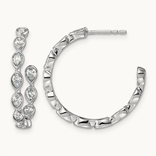 Post Pear Hoop Earrings, 1.50-2.00 ct tw Lab-Grown Diamond