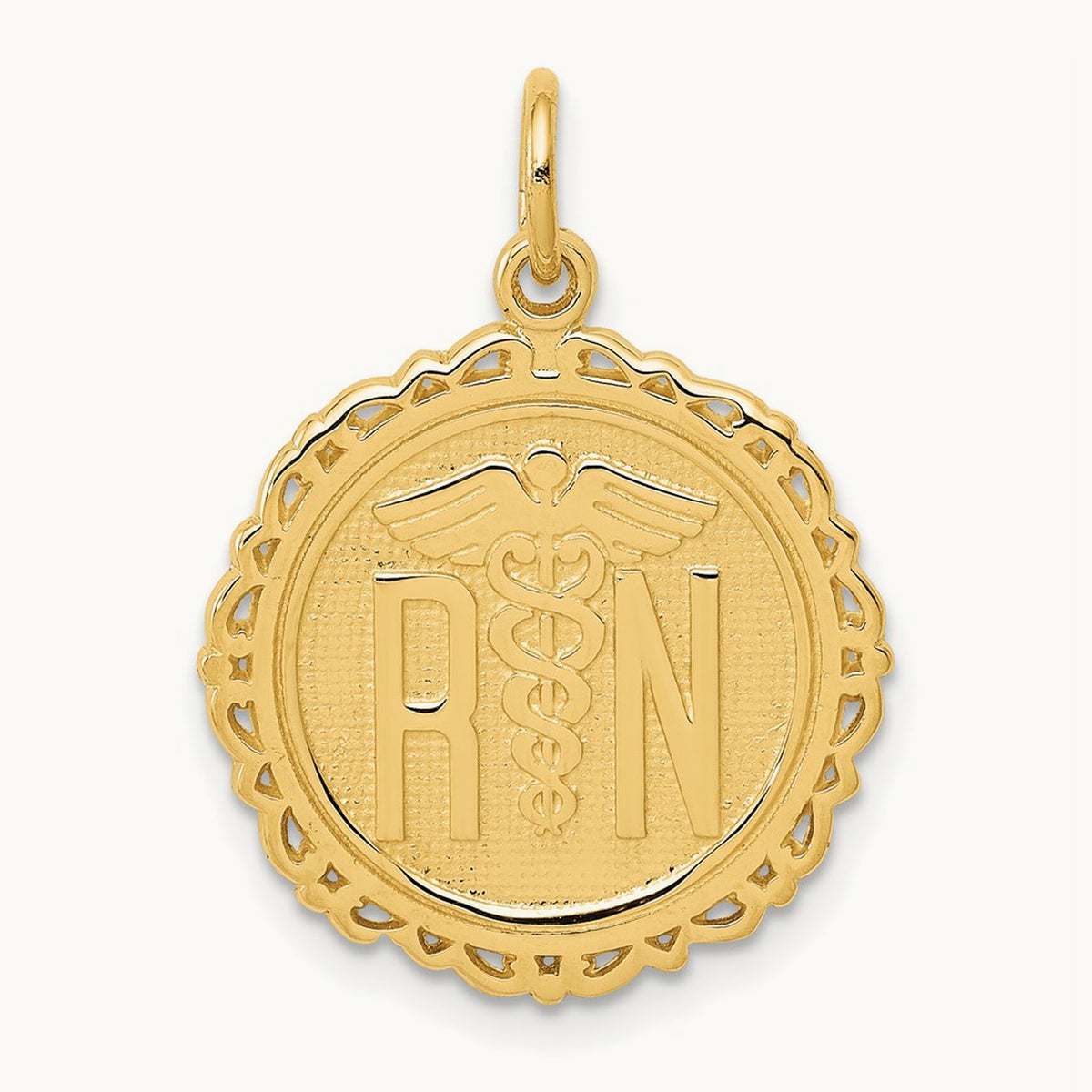 RN Registered Nurse Disc Charm, 14K