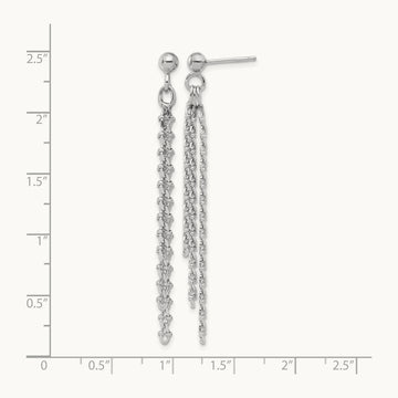Rh-plated Polished 3-Strand Post Dangle Earrings, Sterling Silver — Leslie's