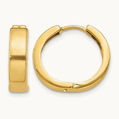 Round Hinged Hoop Earrings, 14K