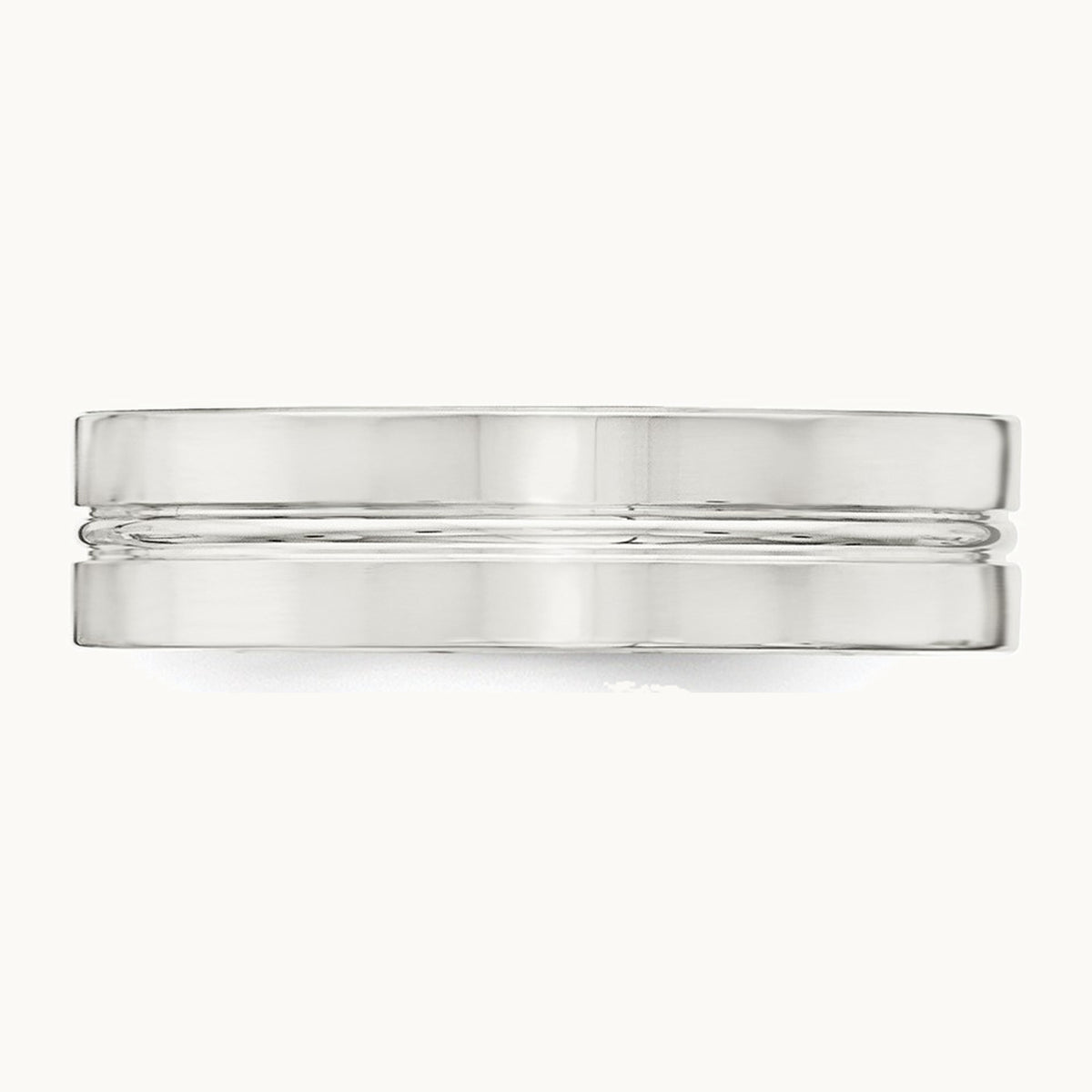 Sterling Silver 6mm Polished Flat Grooved Center Fancy Band