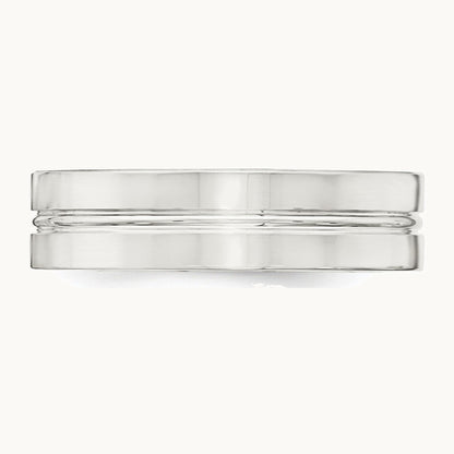 Sterling Silver 6mm Polished Flat Grooved Center Fancy Band