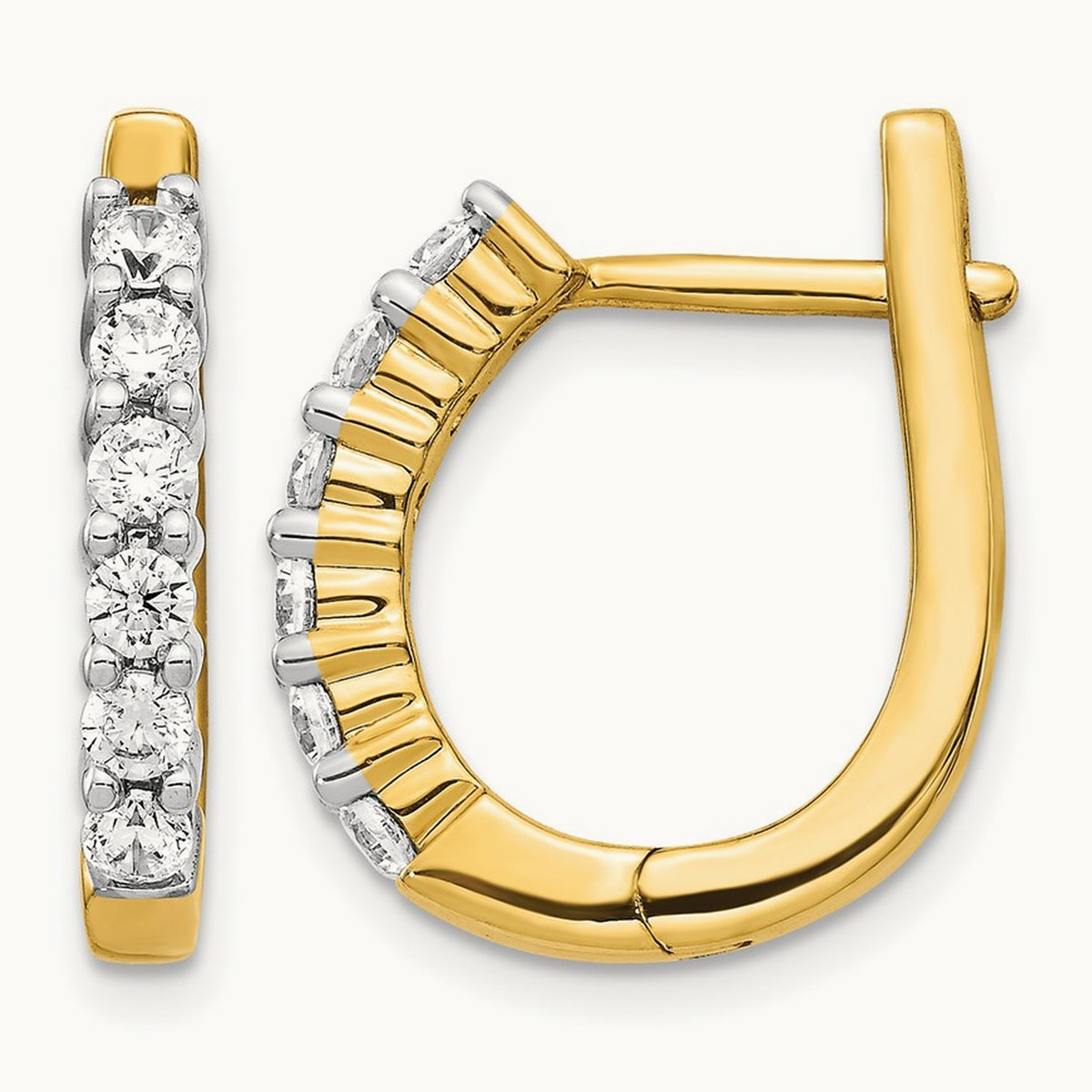 Diamond Hinged Hoop Earrings — 14K Yellow Gold, 19mm