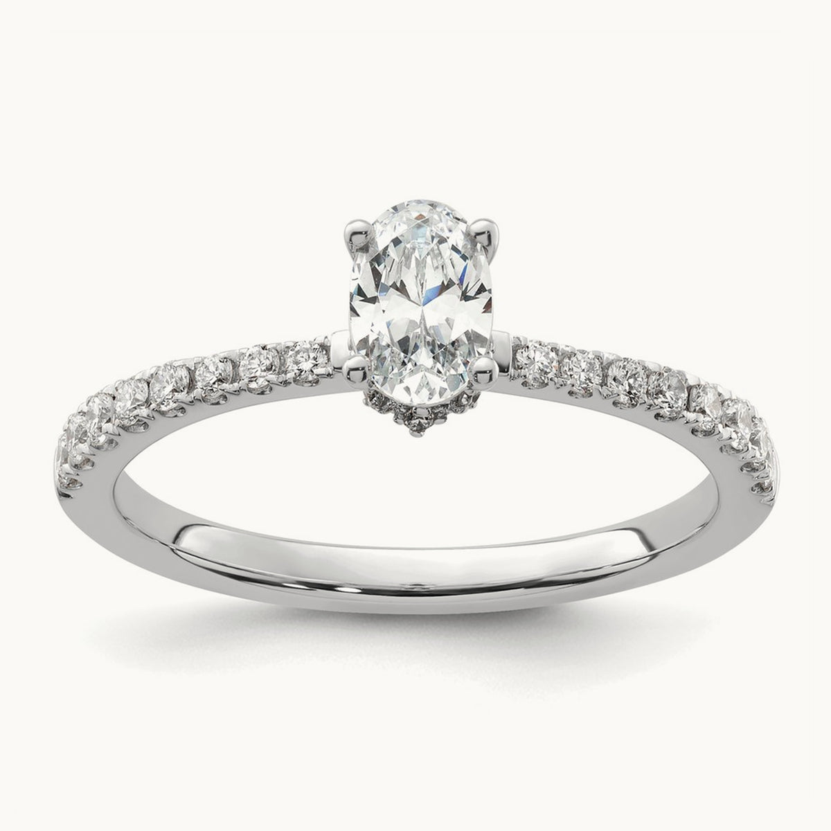 Oval Semi-Mount Solitaire Engagement Ring, 0.25-0.50 ct tw Lab-Grown Diamond — 1/4 ct