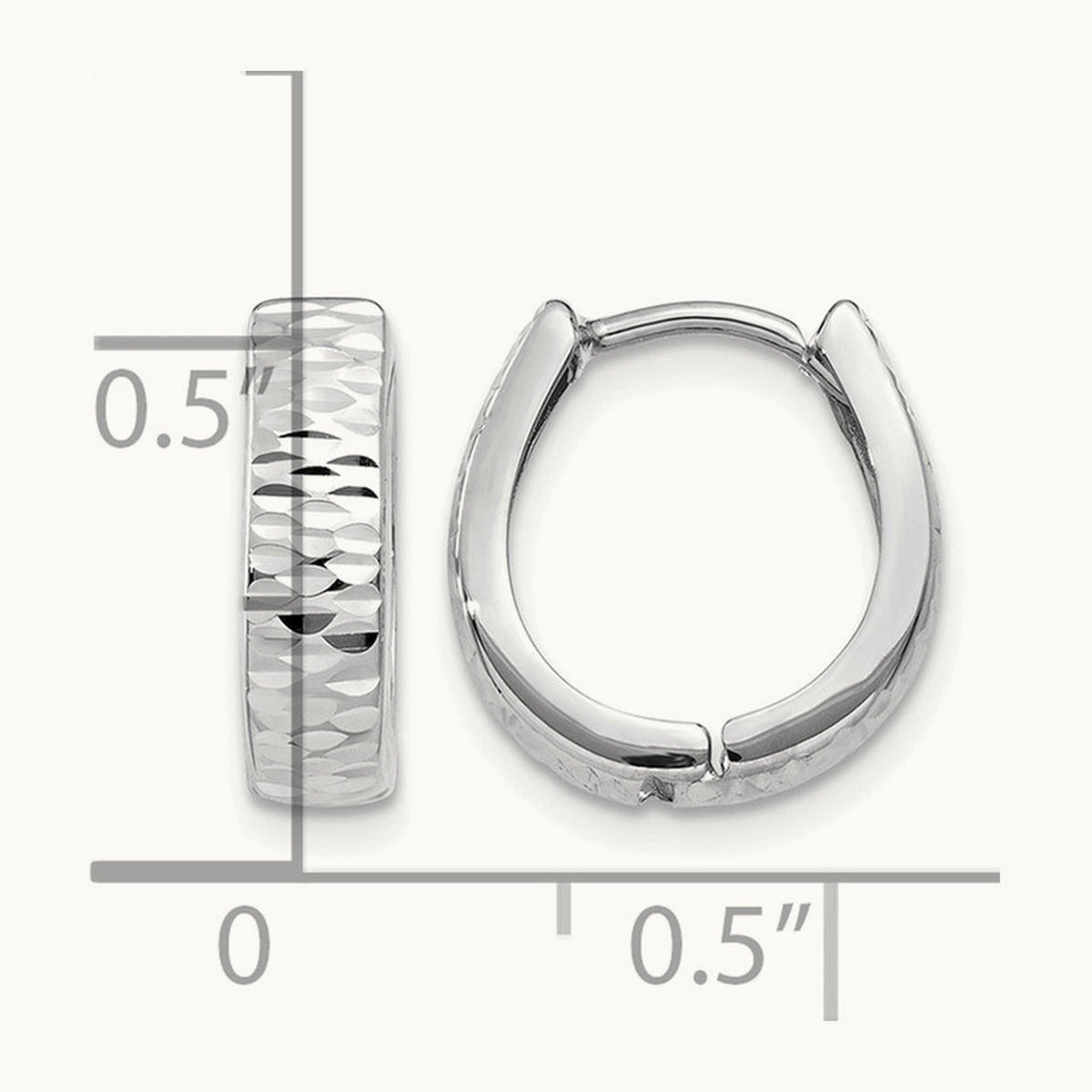 Textured and Polished Hinged Hoop Earrings — 14K White Gold