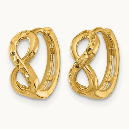 Polished and Diamond-cut Infinity Huggie Hoop Earrings, 10K — Leslie's
