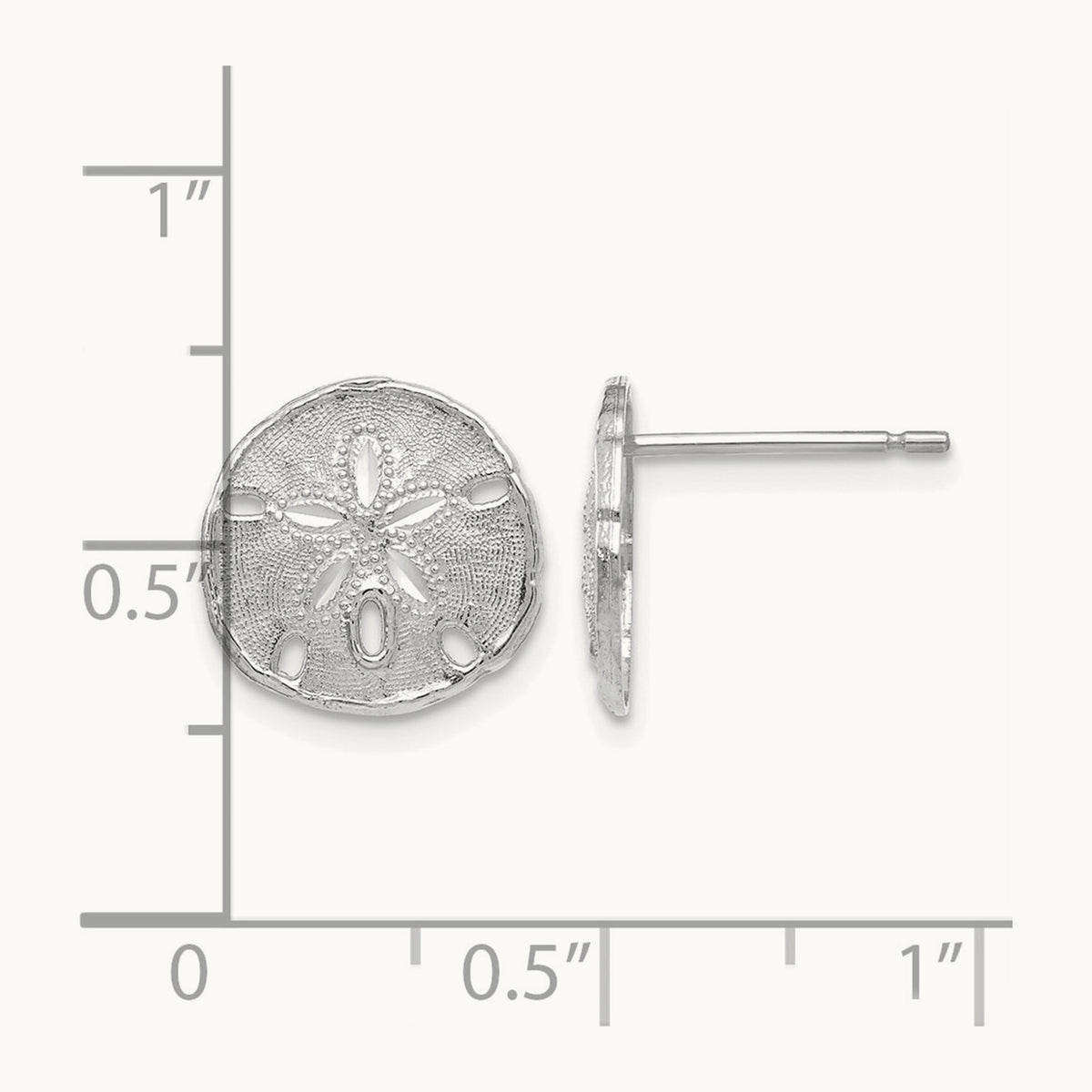 Sand Dollar Post Earrings — 14K White Gold