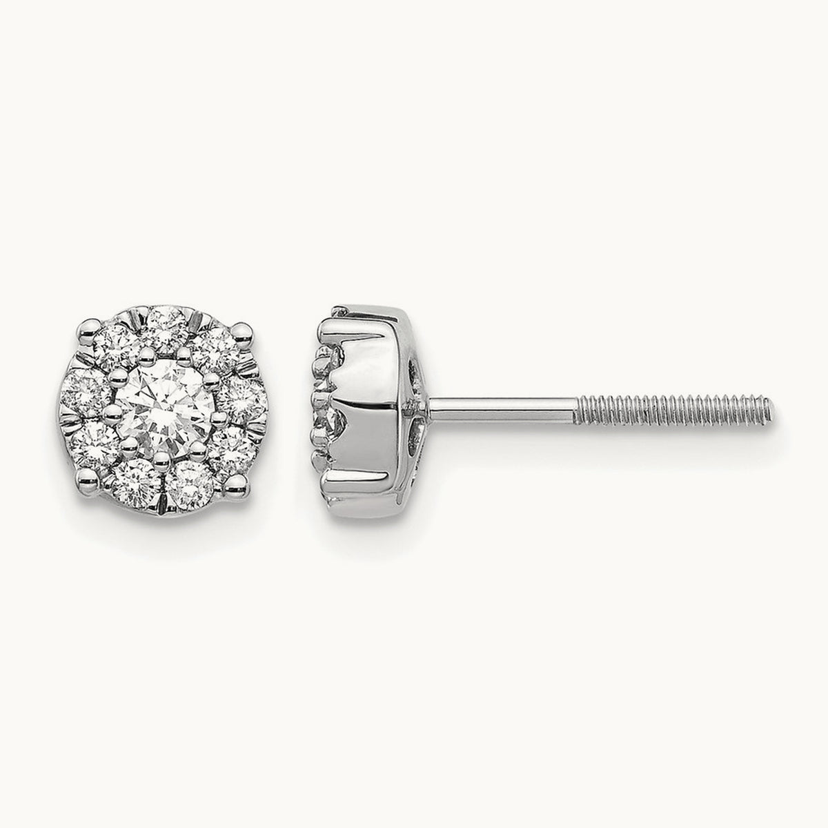 Cluster Screwback Post Earrings, 0.50 ct tw Lab-Grown Diamond