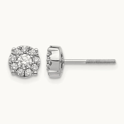 Cluster Screwback Post Earrings, 0.50 ct tw Lab-Grown Diamond