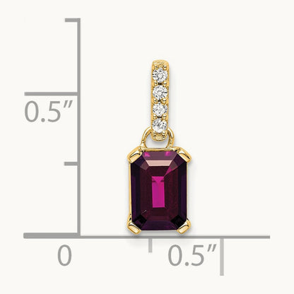Rhodolite Garnet and Diamond Pendant — 14K Yellow Gold