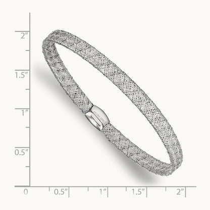 w/White RH-plating Fancy Stretch Bangle Bracelet, 14K — Leslie's