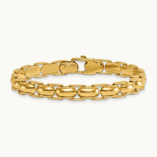 Polished Fancy Link Bracelet, 14K