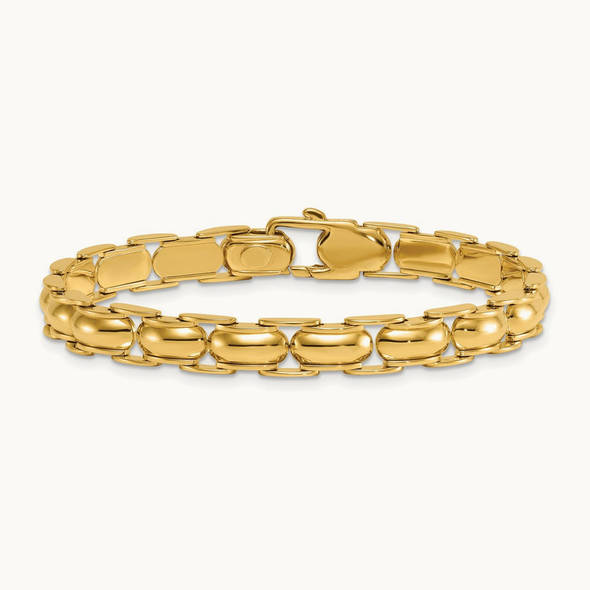Polished Fancy Link Bracelet, 14K
