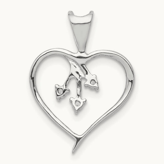 Diamond Heart Pendant — 14K White Gold