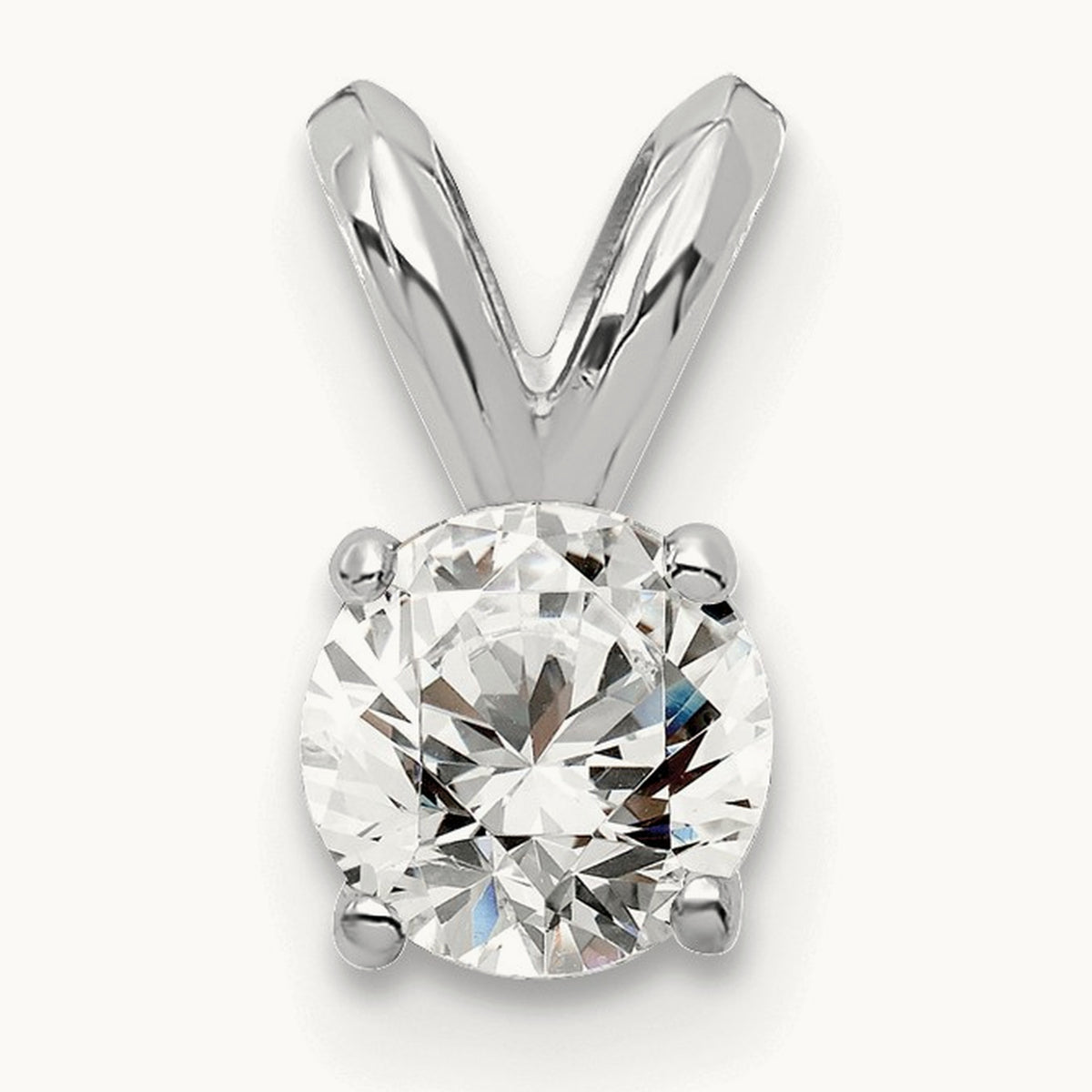 Four-Prong Solitaire Pendant, 0.25-1.00 ct Lab-Grown Diamond — 14K White Gold