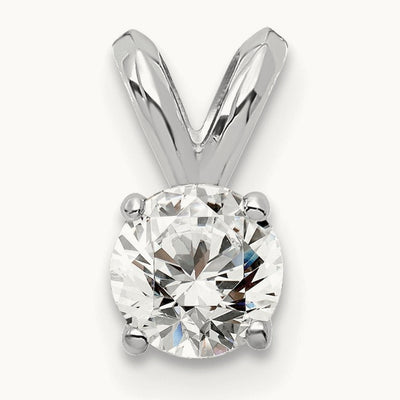 Four-Prong Solitaire Pendant, 0.25-1.00 ct Lab-Grown Diamond — 14K White Gold