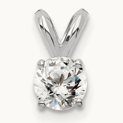 Four-Prong Solitaire Pendant, 0.25-1.00 ct Lab-Grown Diamond — 14K White Gold