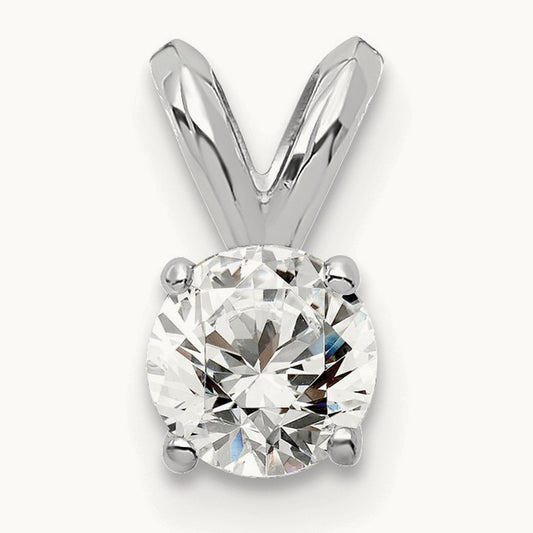 Four-Prong Solitaire Pendant, 0.25-1.00 ct Lab-Grown Diamond — 14K White Gold