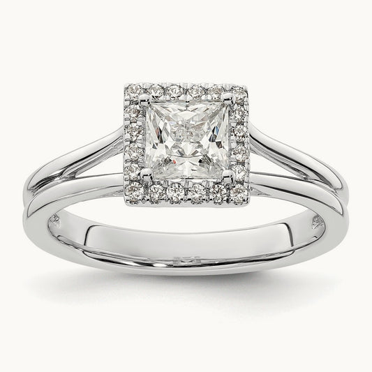 Princess Halo Semi-Mount Split Shank Engagement Ring, 0.10-0.15 ct tw