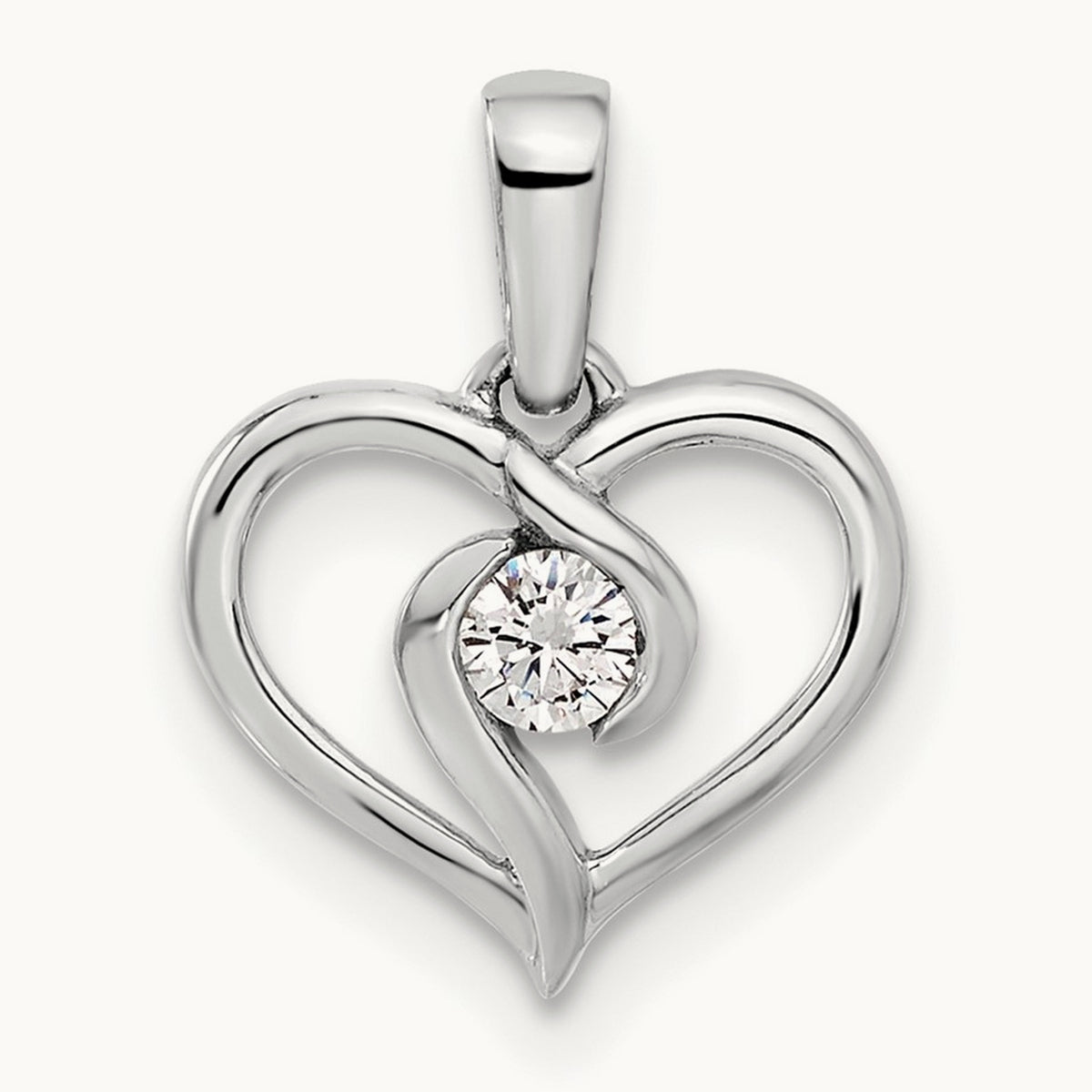 Heart Pendant, 0.10 ct tw Lab-Grown Diamond — 14K White Gold