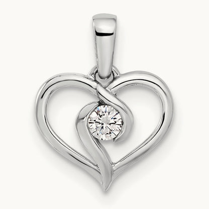 Heart Pendant, 0.10 ct tw Lab-Grown Diamond — 14K White Gold